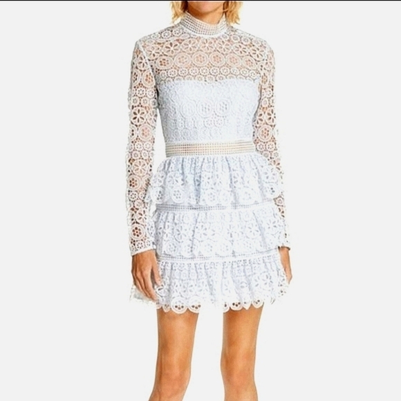 RARE Self Portrait circle medallion floral lace tiered dress - Picture 1 of 8